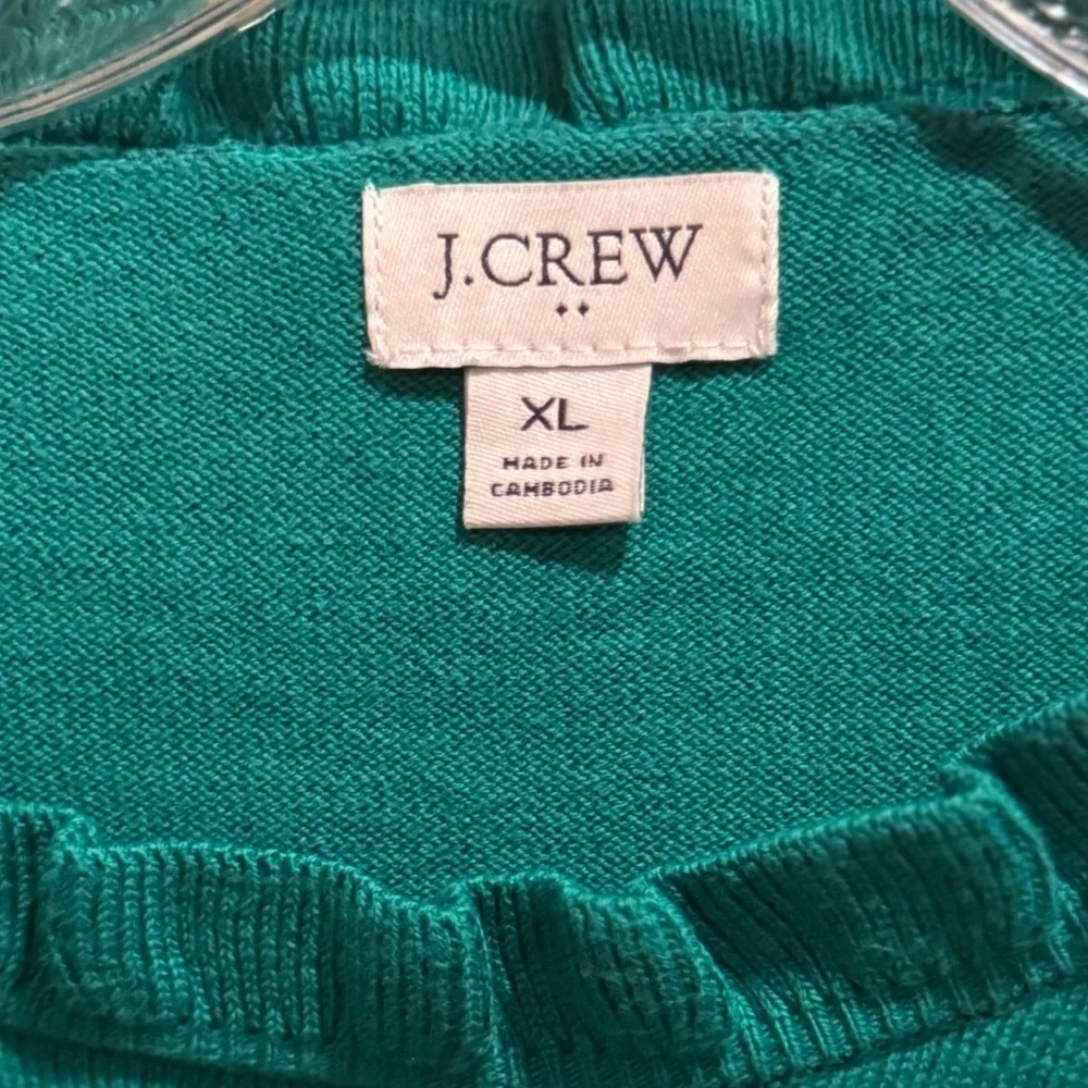 EUC J. Crew Teal Ruffle Neck Sweater SZ XL